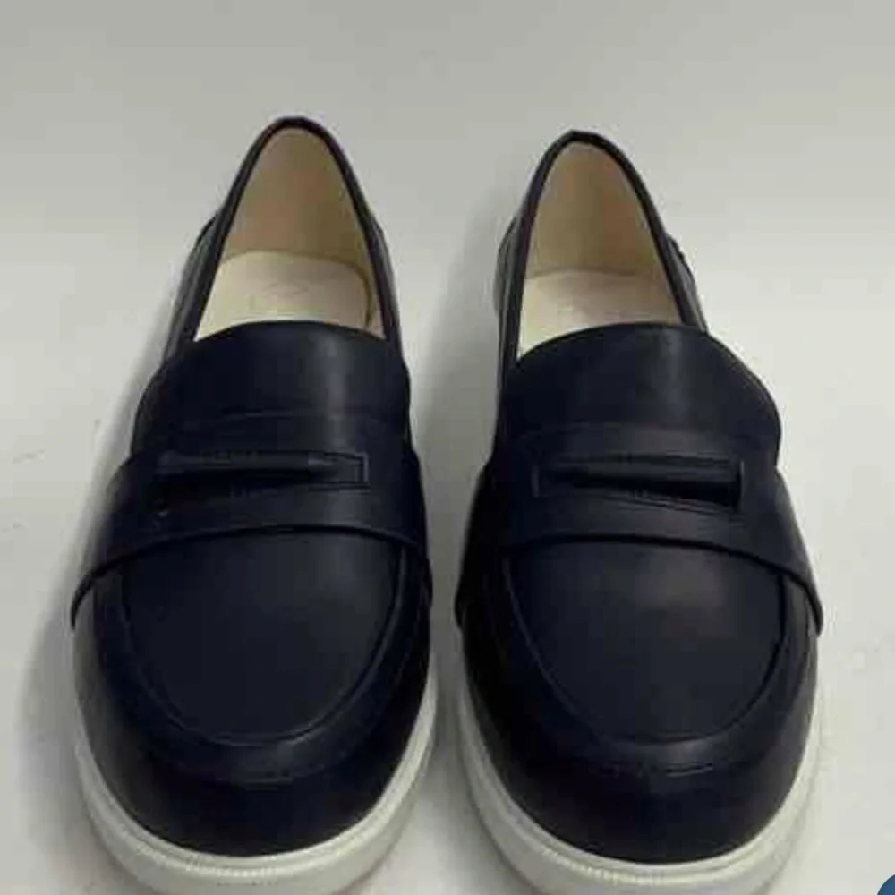 Tory Burch Black Leather Platform Penny Loafers Slip-On Flats Women’s 8.5